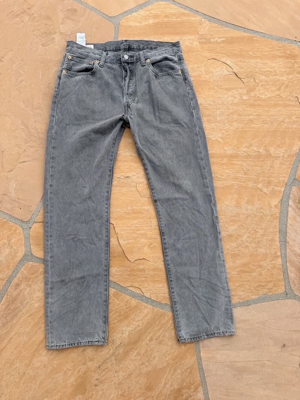 Levis 501 Jeans Men 32x32 Gray Original Fit Button Fly Straight Leg Premium